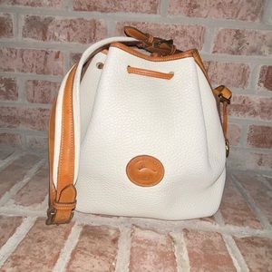 Dooney&Bourke tan leather drawstring bucket bag
